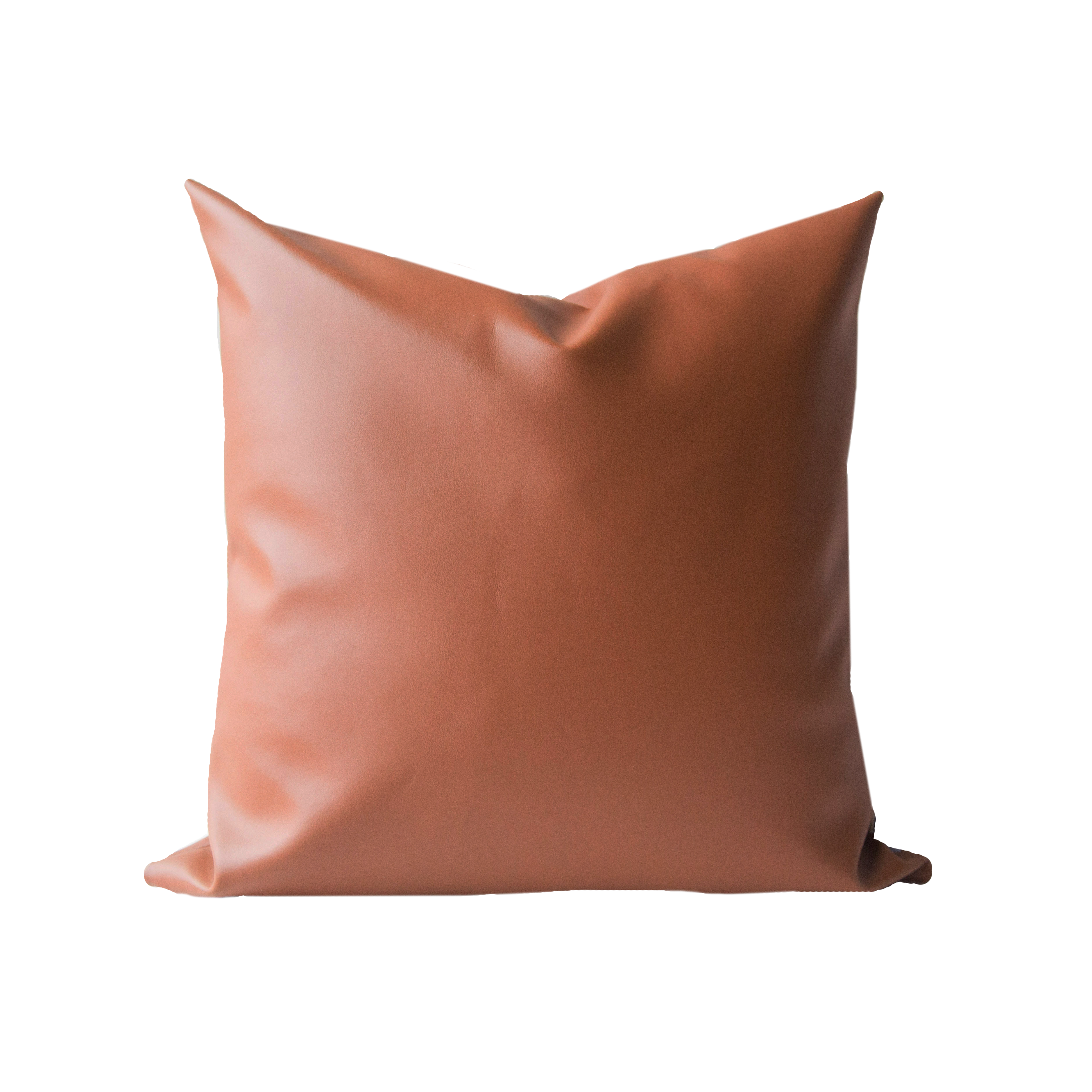 Soft Caramel Faux Leather Pillow Cover