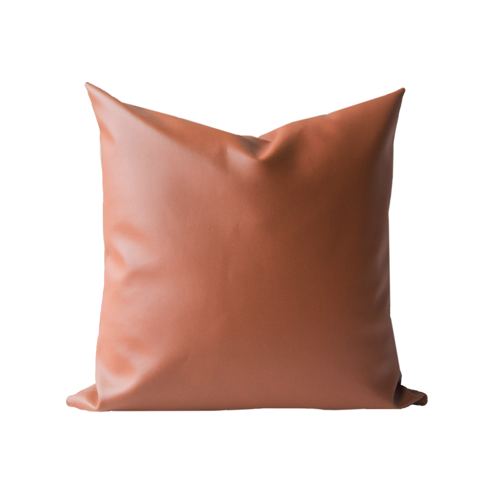 Soft Caramel Faux Leather Pillow Cover - Harmony House, LLC